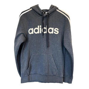 adidas Fleece Hooded Sweatshirt Hoodie Mens Essentials 3-stripes Pullover Sz Sm